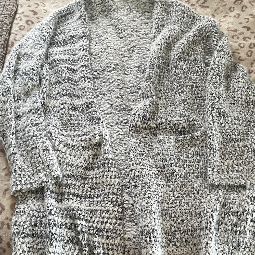 Cozy Marled Open-Front Women's Sweater Cardigan - Gray